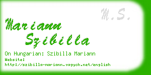 mariann szibilla business card